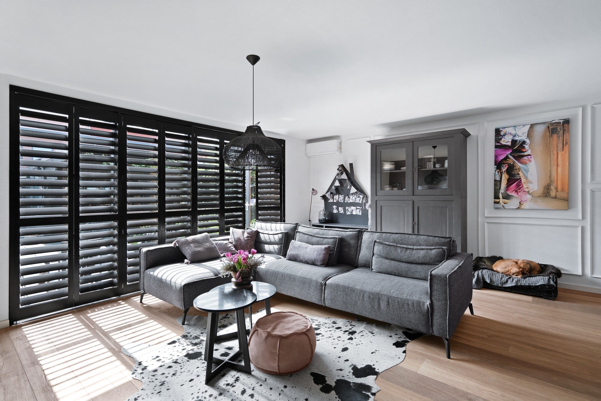 black shutters living room